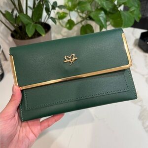 Grace Dark Green Clutch with Gold Accent
